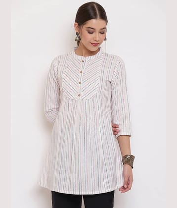 Janasya - White Cotton Women's Ethnic Tunic ( Pack of 1 )