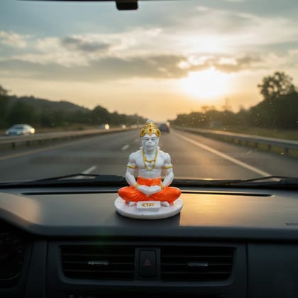 AAKAR Trendz Yogi Hanuman Idol for Car Dashboard, Meditating Bajrangbali Murti, Positive Energy and Protection, Premium Decorative Statue