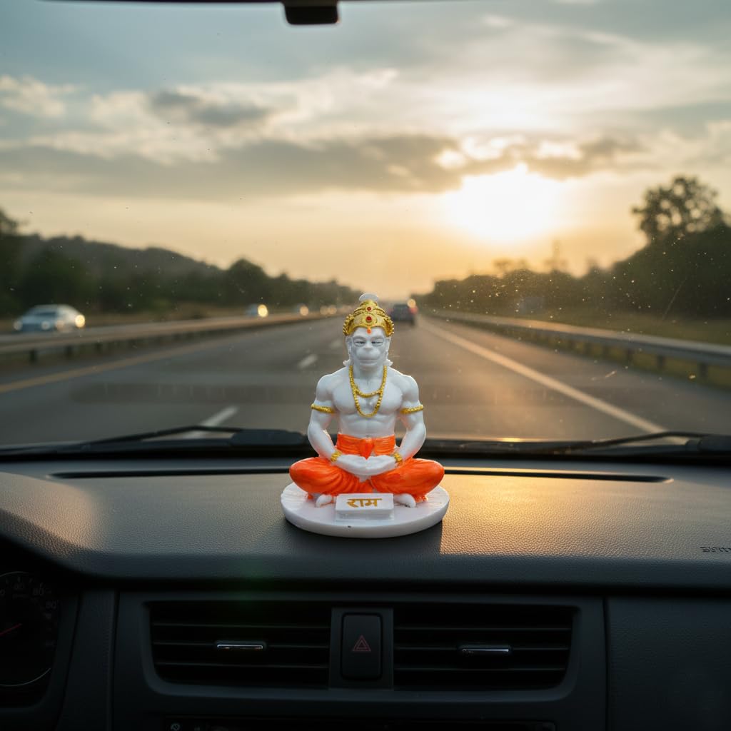 AAKAR Trendz Yogi Hanuman Idol for Car Dashboard, Meditating Bajrangbali Murti, Positive Energy and Protection, Premium Decorative Statue