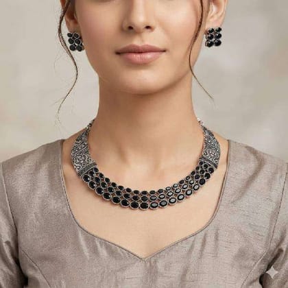 Silver Oxidized Jewelry Set Lightweight