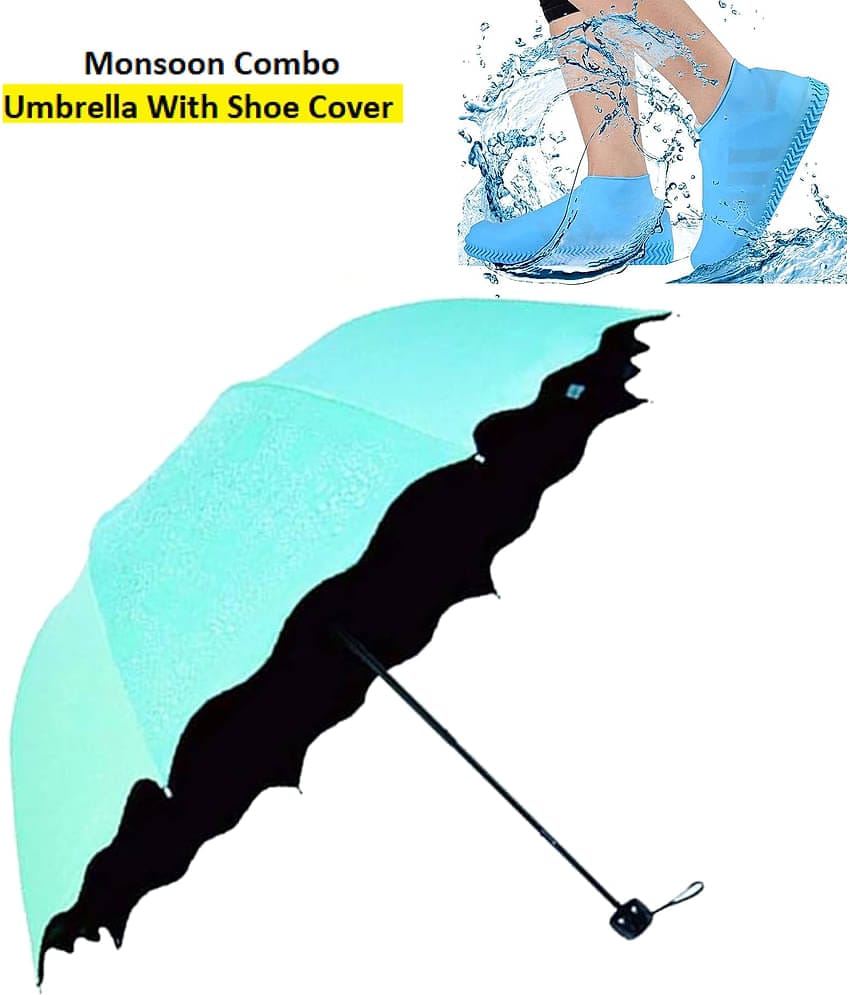 RAMDEV ENTERPRISE Turquoise 1 Fold Umbrella