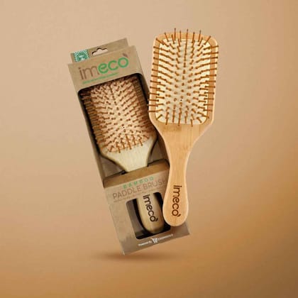 Imeco Eco-Friendly Anti-Static Bamboo Paddle Hair Brush (Pack of 1) | Smooth, Frizz-Free Hair & Scalp Massage | Daily Grooming