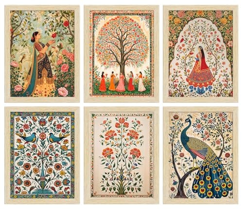 ArtX Paper Indian Art Madhubani Paintings With Frames For Wall Decor, Wall Painting for Living Room, Bedroom,
