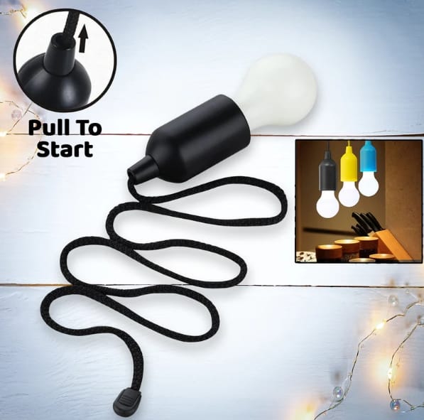 LED Pull Cord Light Hanging Black LED Bulb (1 Pc)