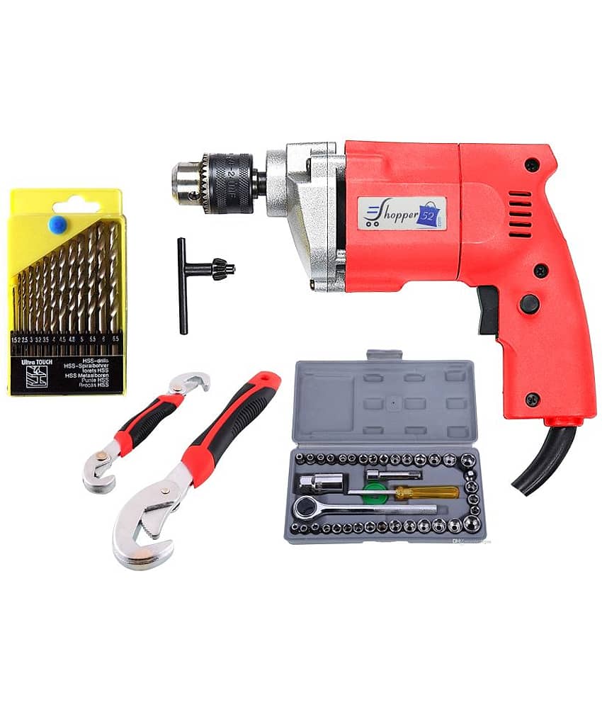 Shopper52 - Drill Machine Combo 350W 10mm Corded Drill Kit