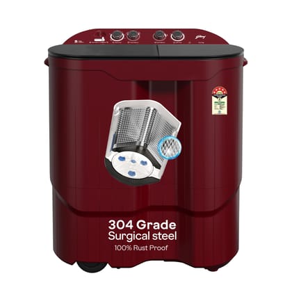 Godrej 10.5 Kg 5 Star Semi-Automatic Top Load Washing Machine With Toughened Glass Lid(WSEDGE JAZZ 105 5.0 DB3 M CSRD, Stainless Steel Drum, Drying at 1440 RPM Speed, Crystal Red) Godrej 10.5 Kg 5 Star Semi-Automatic Top Load Washing Machine With Toughen