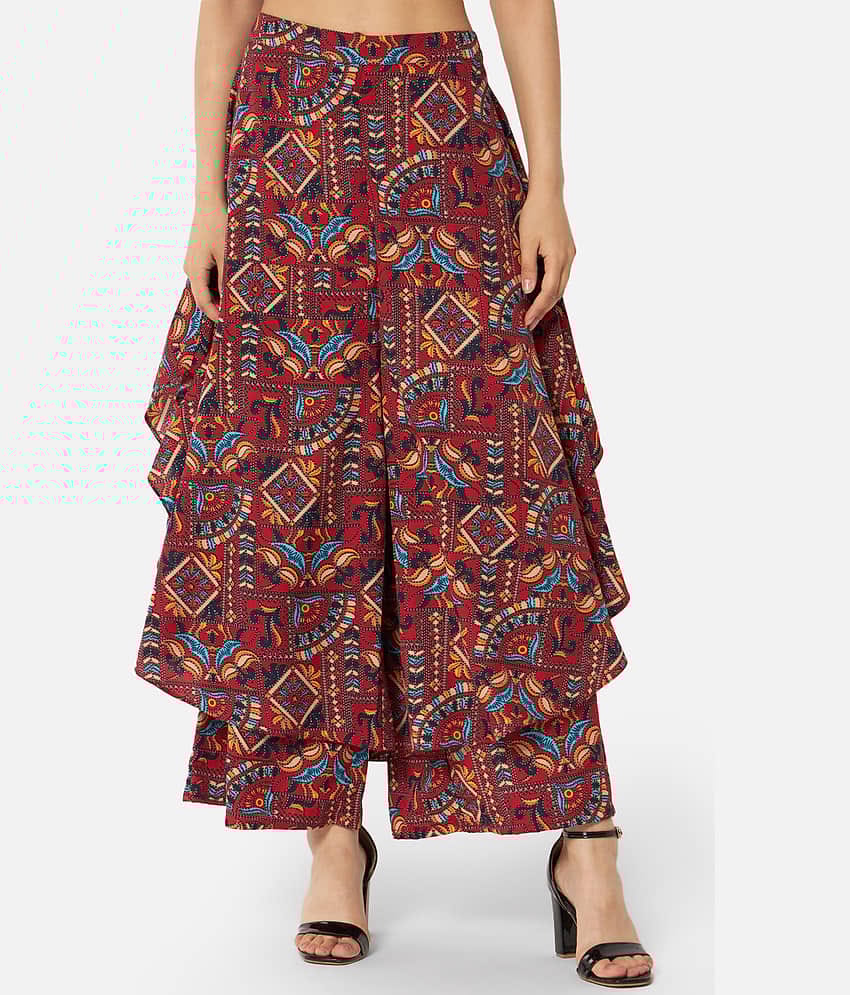 OTIRA Pack of 1 Crepe Flared Women's Palazzos ( Multicolor )