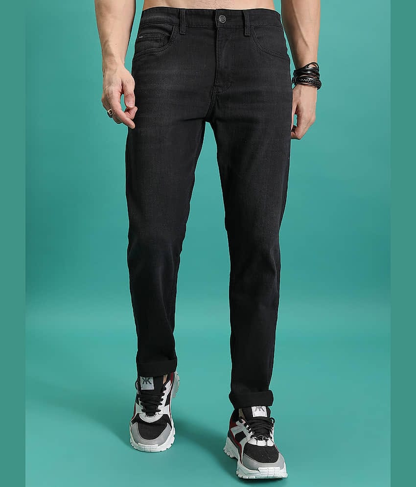 Highlander Straight Solid Men's Jeans - Black ( Pack of 1 )