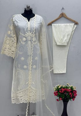 Beautiful Party Wear Top Pent And Dupatta With Embroidery Work