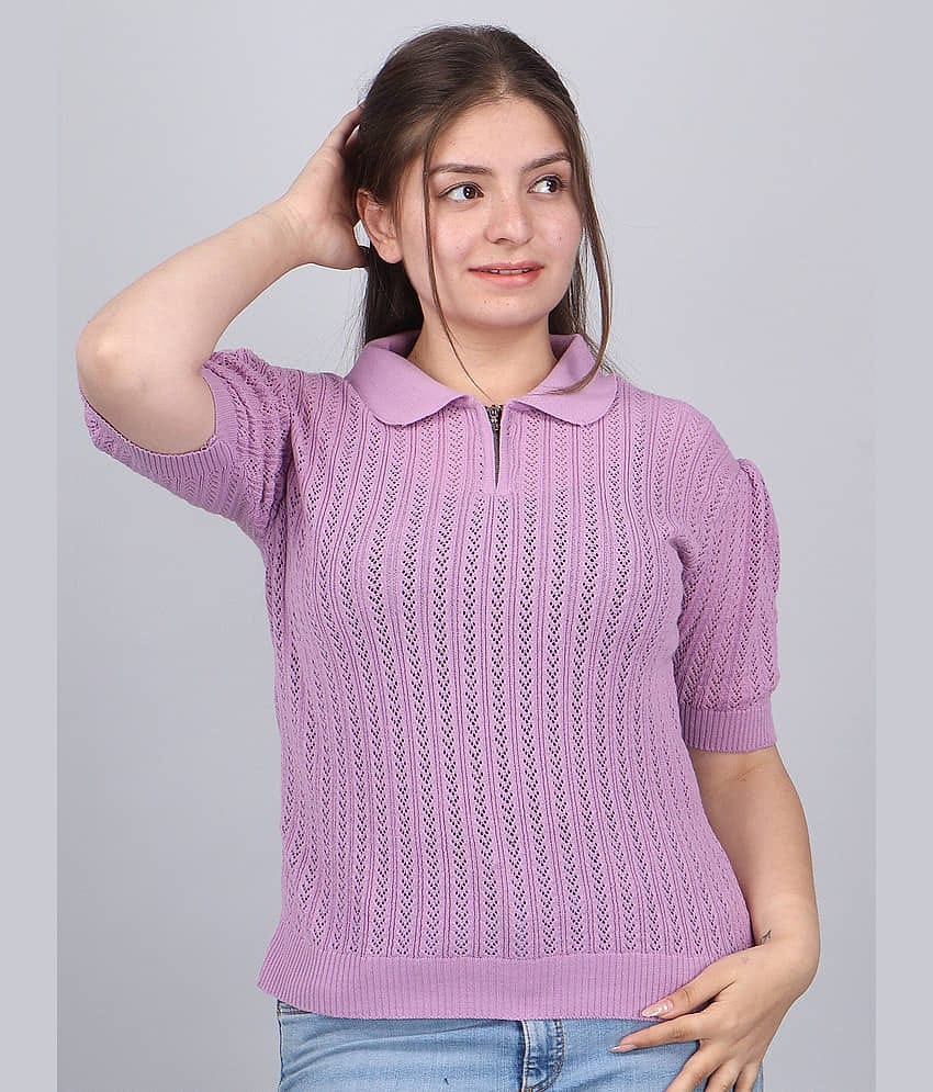 FEVERFEW Women's Cotton Blend Regular Top ( Lavender )