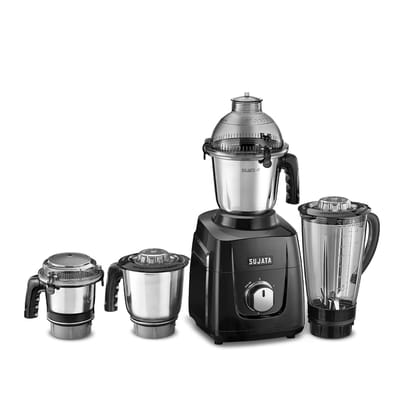 Sujata MG03 Mixer Grinder |1000 Watts Double Ball Bearing Motor|24000 RPM|Non-Stop 90 Mins Running|4 Jars including 1750ml Blender with Coconut Milk Extractor, 1500ml, 1000ml, 500ml Jar| Red & Black Sujata MG03 Mixer Grinder |1000 Watts Double Ball Beari