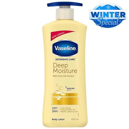 Vaseline Intensive Care Deep Moisture Body Lotion - Dry Skin, With Pure Oat Extract, Long Lasting Moisturisation, 400 Ml