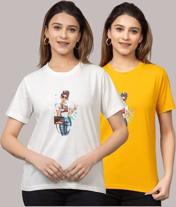 MISDYNAMIC Women Cotton Blend Printed Regular Fit Round Neck T-Shirt ( Multicolor )