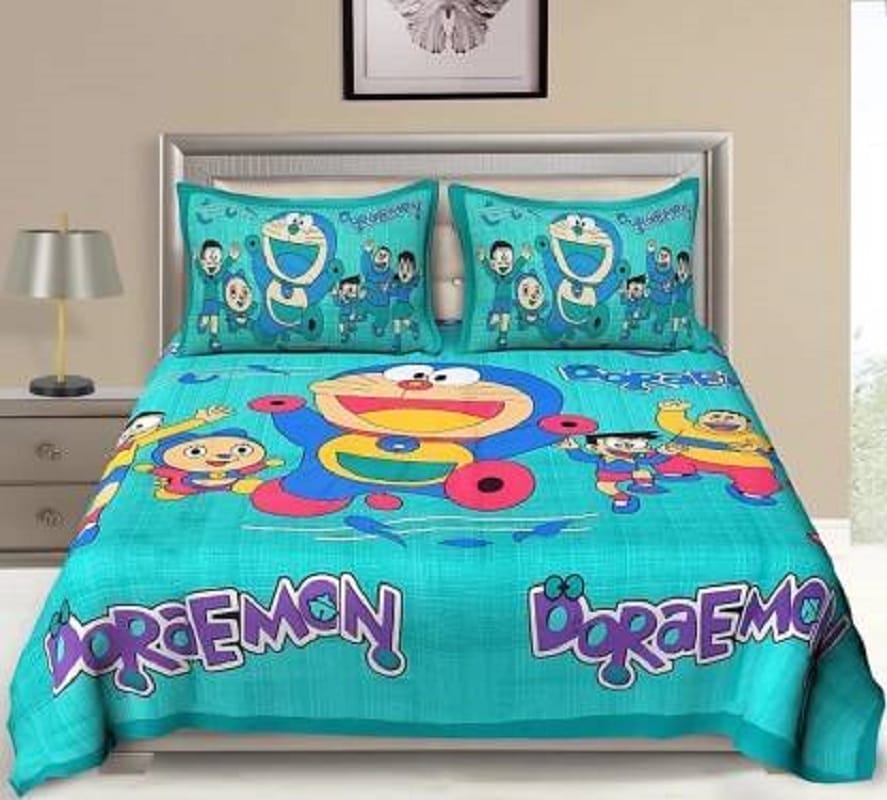 2001-Hometrade India-Standard King Size (90*108 Inches) Double Bedsheet With 2 Pillow Cover-RJ-14-Jaipur lining-3382