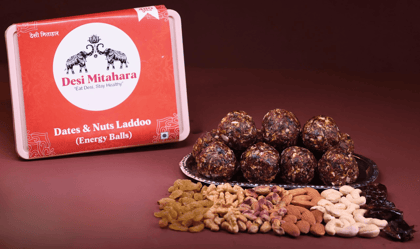 Desi Mitahara Dates & Nuts Laddoo (Energy Balls) - 480g Wholesome Snack Desi Mitahara Dates & Nuts Laddoo (Energy Balls) - 480g Wholesome Snack