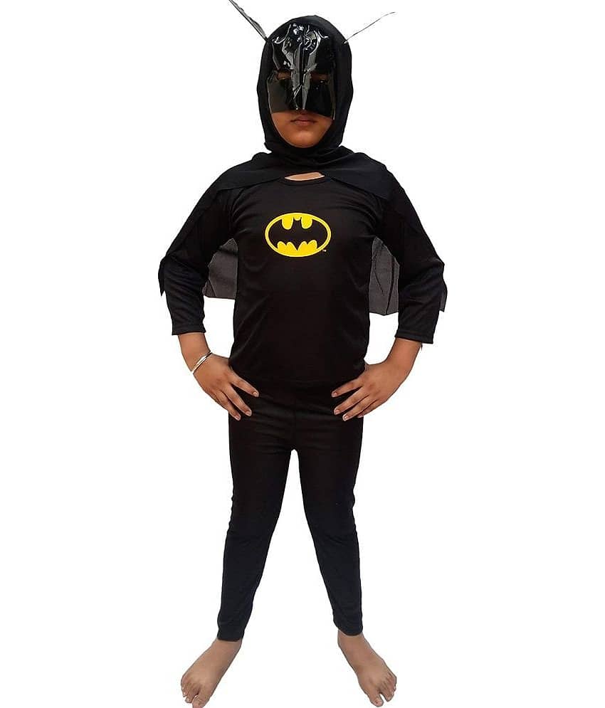 Kaku Fancy Dresses Bat Super Hero Costume -Black, 7-8 Years, for Boys
