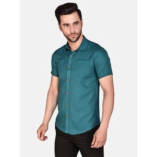 PrintCultr Men Regular Fit Solid Spread Collar Casual Shirt