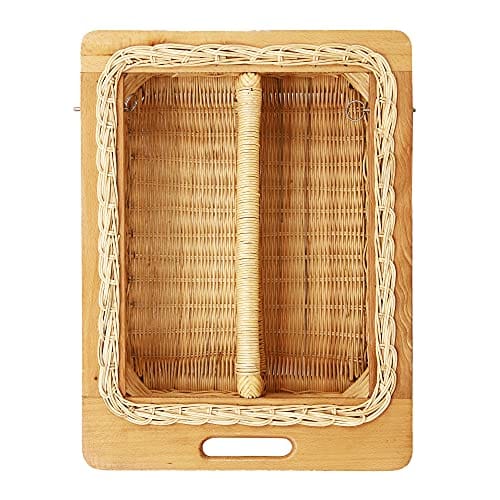 AKWAY Beechwood Wicker Basket With Partition Countertop For Modular Kitchen