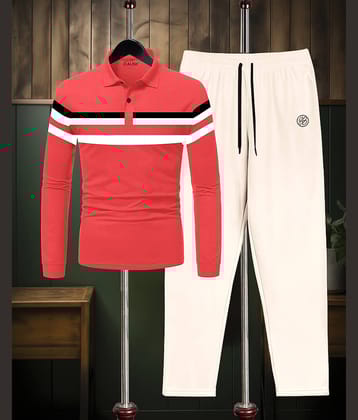 AUSK Peach Cotton Blend Relaxed Fit Men's Tracksuit ( Pack of 1 )