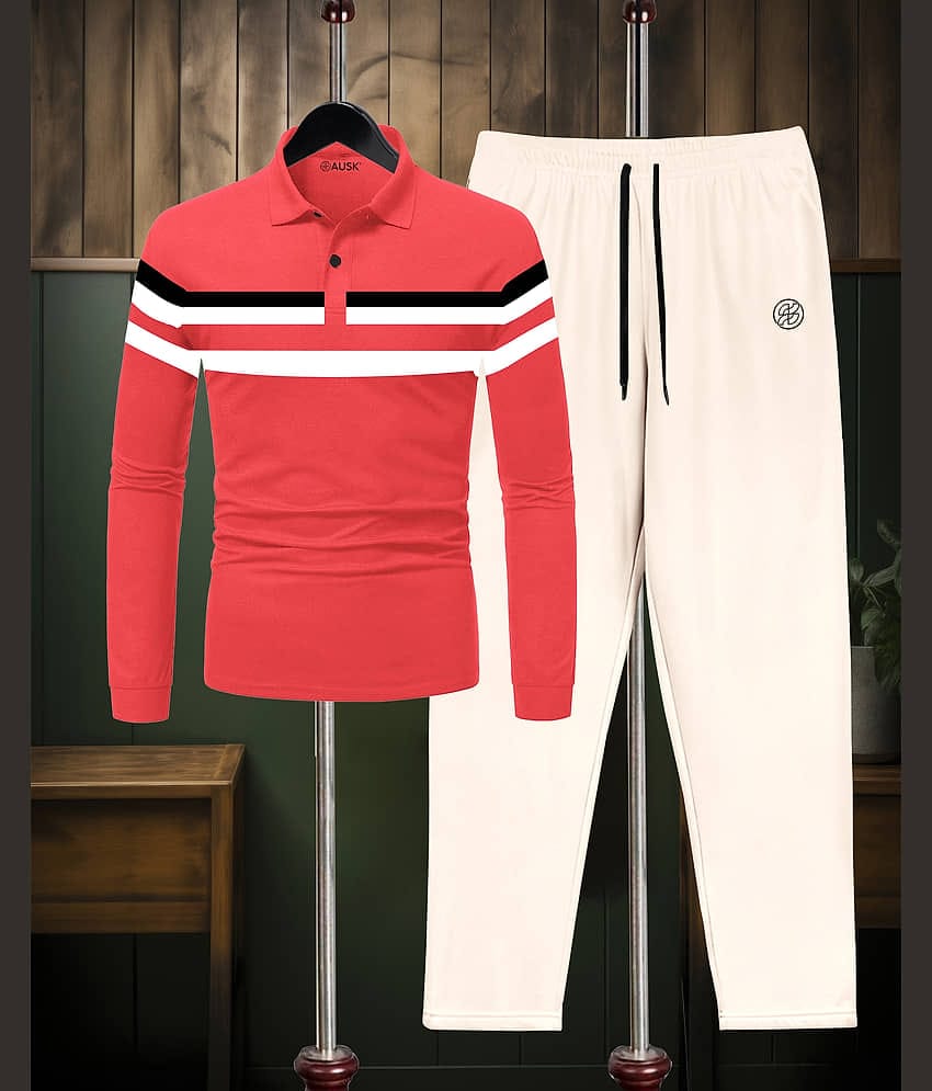 AUSK Peach Cotton Blend Relaxed Fit Men's Tracksuit ( Pack of 1 )