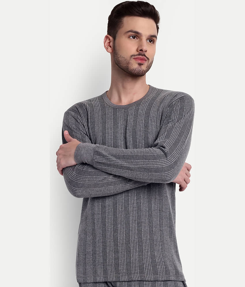 Zeffit Pack of 1 Cotton Blend Thermal Tops For Men's ( Charcoal )