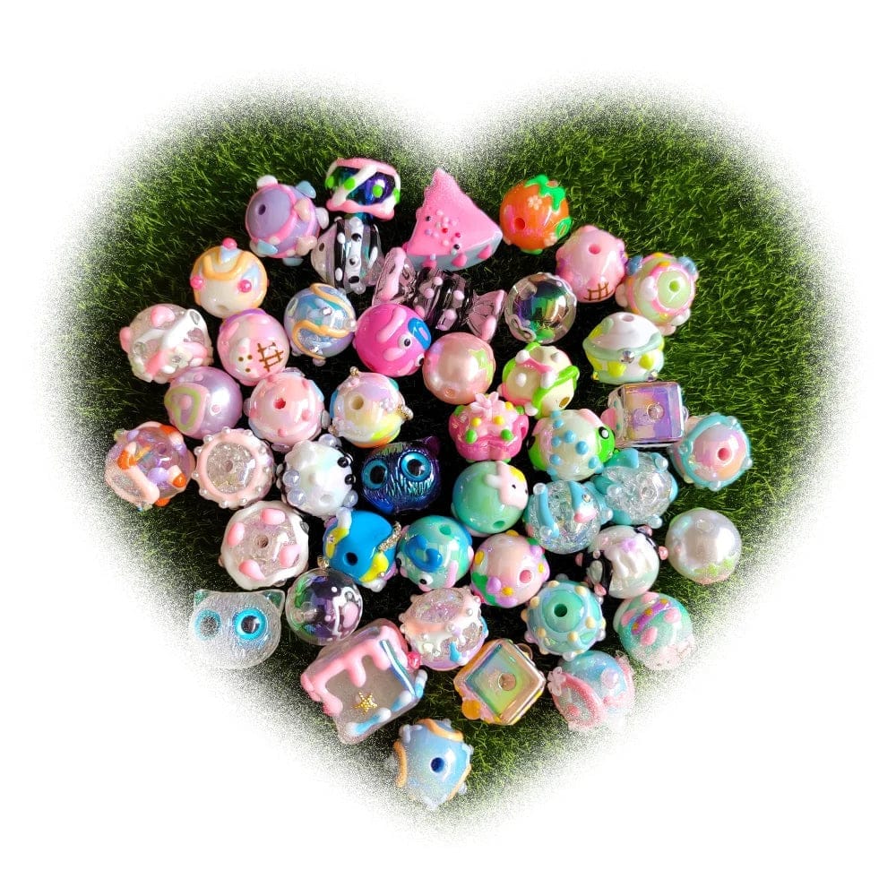 Trendy New Hand Painting Oil Drop Floral Round Heart Cube Beads For  Necklace Bracelet Bubblegum AB Pearl Acrylic Beading DIY