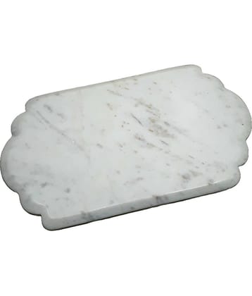 KRAFT CLOUDS - Marble Serving Tray/Plate White Serving Tray ( Set of 1 )