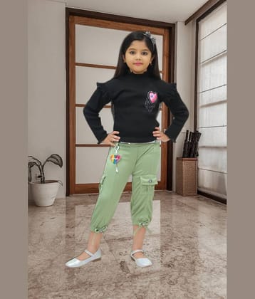NEWSIFA Pack of 1 Girls Cotton Blend Top With Capris ( Green )