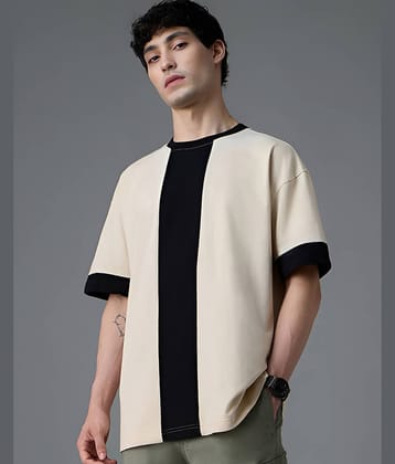 AUSK Men Cotton Blend Oversized Fit Printed T-Shirt ( Beige )