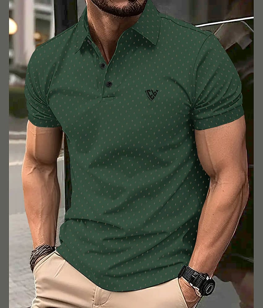 Eyebogler Pack of 1 Cotton Blend Regular Fit Printed Half Sleeves Men's Polo T Shirt ( Yellow )