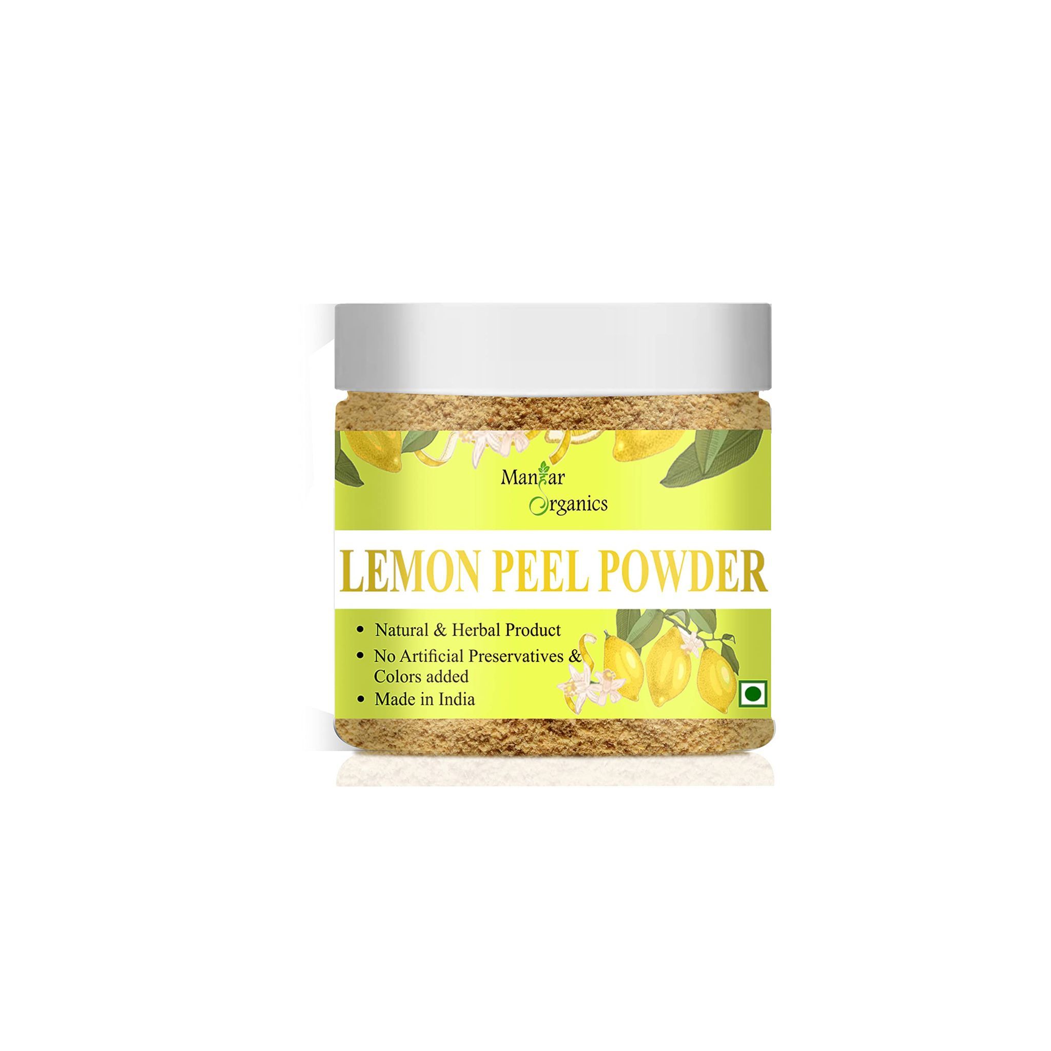 ManHar Organics Lemon Peel Powder 100gm Jar | Pure & Natural | Skin Brightening, Oil Control & Tan Removal | Herbal Face & Hair Care