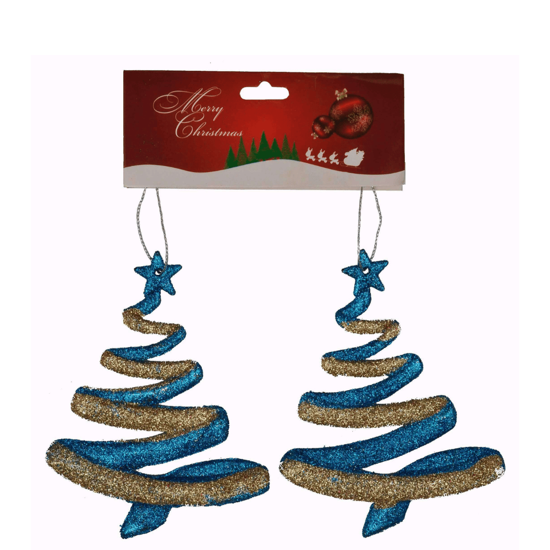 Christmas Tree Shooting Star Hanging Blue - 2PC