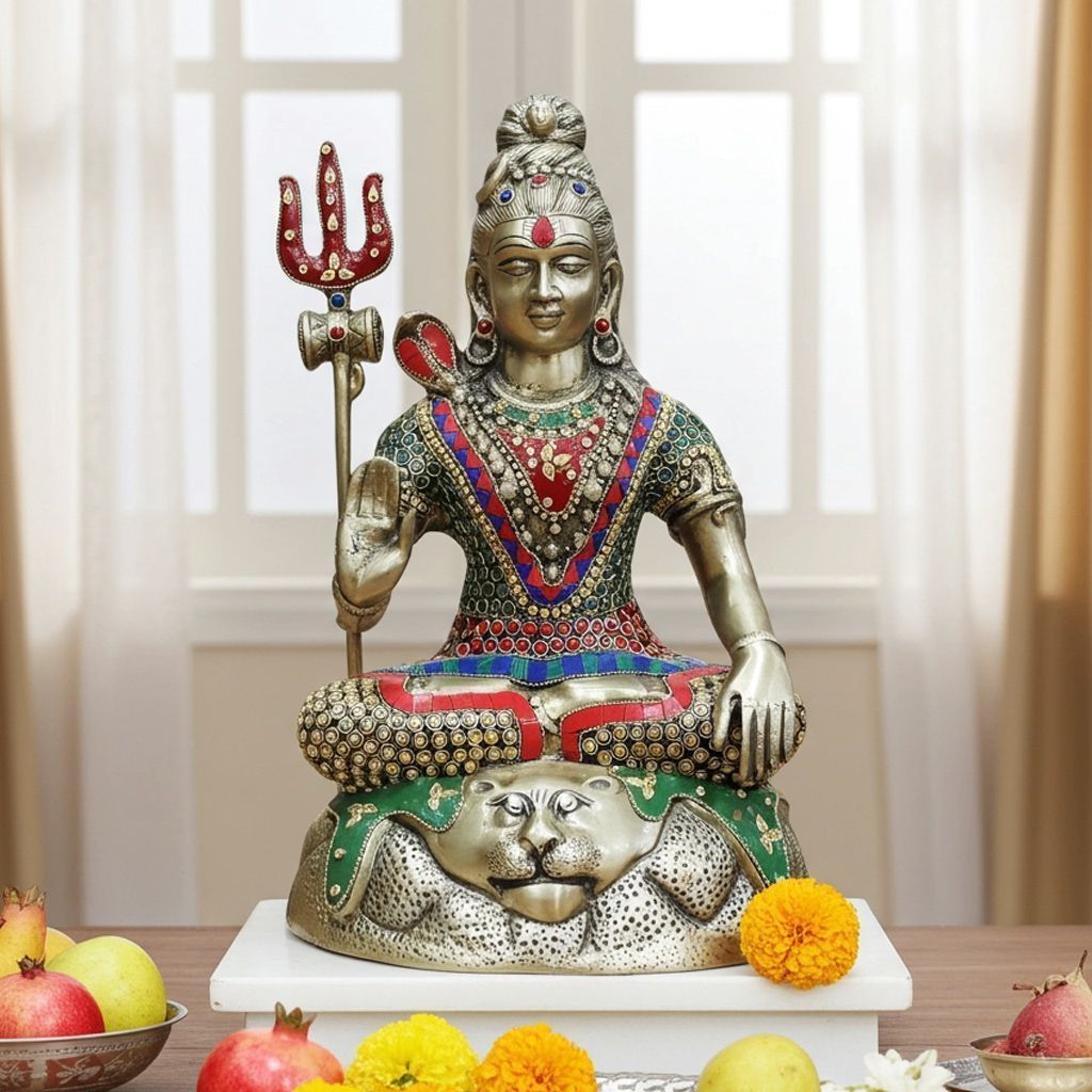 Brass Shiv Ji Hill Idol - Spiritual Home Decor Statue, Height : 15.5 Inch (BSMAS1558 A)