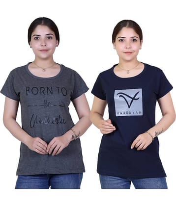 Varenyam Women Cotton Regular Fit Round Neck T-Shirt ( Grey )
