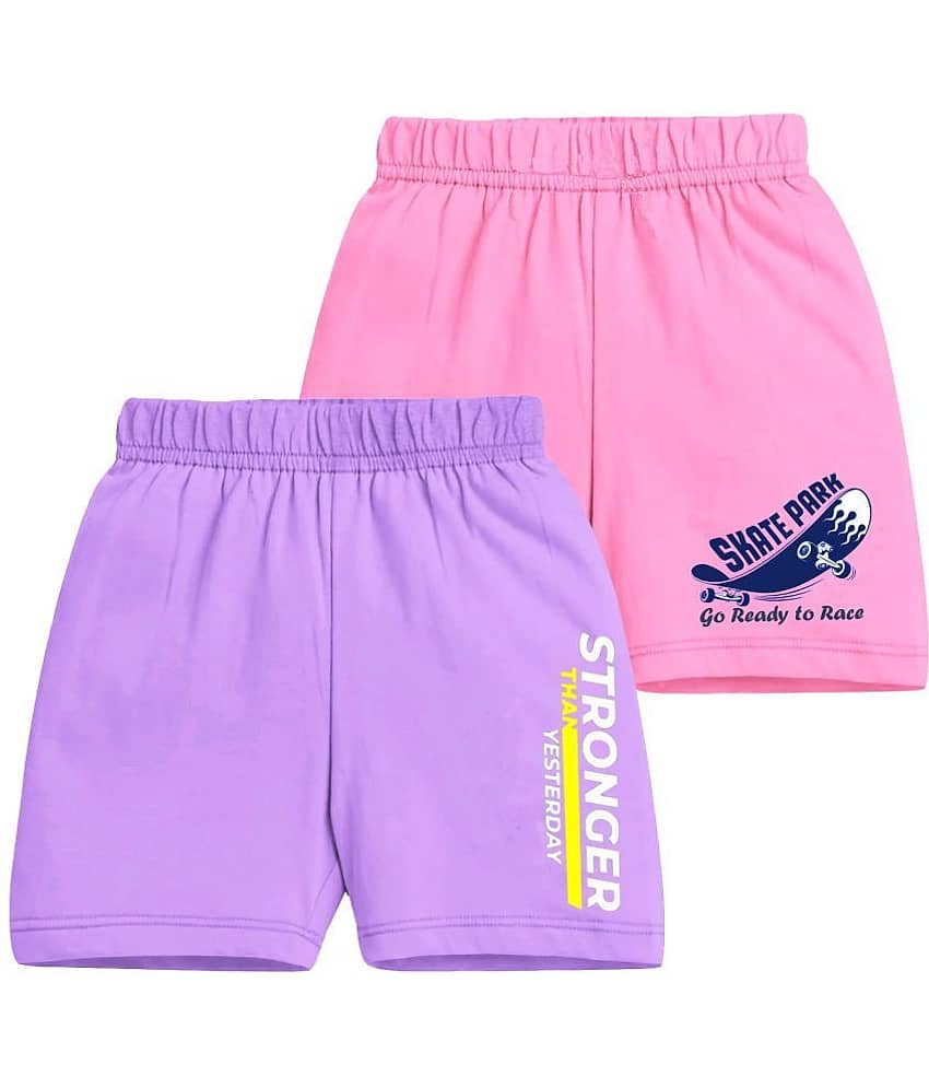 MIST N FOGG Pack of 2 Girls Cotton Cycling Shorts ( Multicolor )