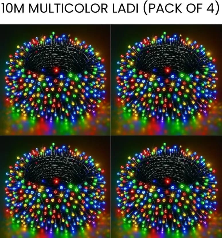 SPARKWORLD 28 LEDs 10 m Multicolor Steady Bulb Rice Lights (Pack of 4)