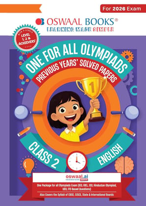 Oswaal One for all Olympiads previous year solved paper prep Guide English class 2 Exam-2 June 2026