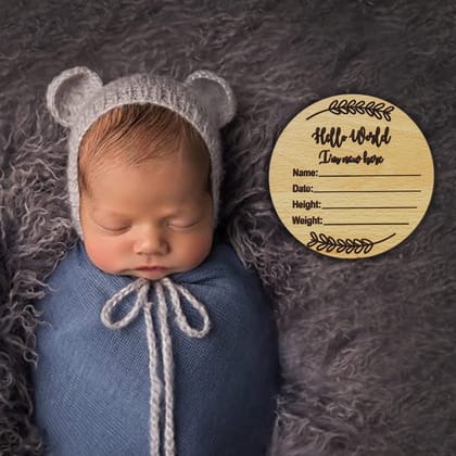 The Baby First Box Wooden Baby Name Announcement Sign, Birth Announcement Sign, Baby Milestone, Baby Photoshoot Prop, Baby Shower Gift, Baby Name Revealing Board - Round
