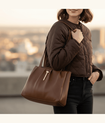 LAAZ Handheld Bag PU Set of 1 ( Tan )
