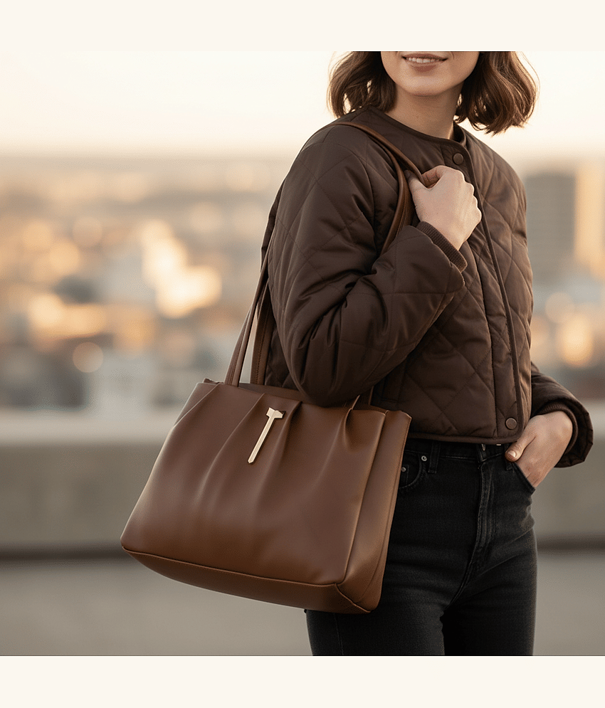 LAAZ Handheld Bag PU Set of 1 ( Tan )