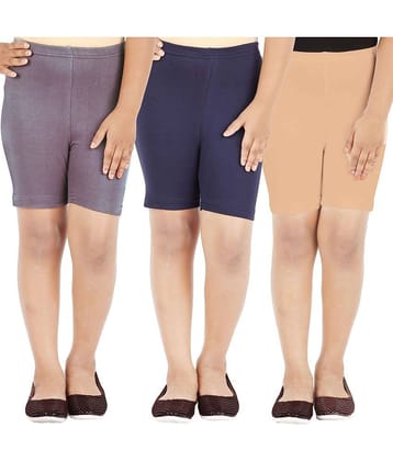 LULA Pack of 3 Girls Cotton Blend Cycling Shorts ( Multicolor )