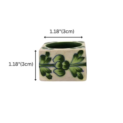 Set of 2 Blue Pottery Green Color T-Light Candles