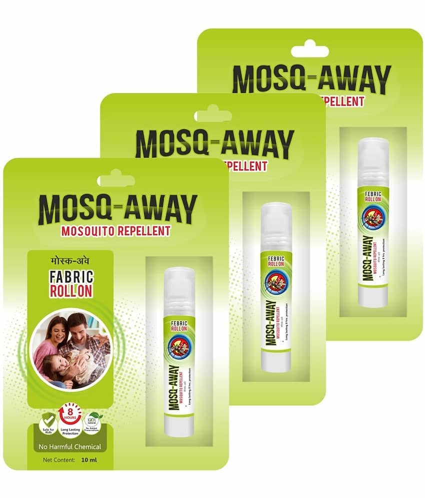 Leeford Mosq-Away Mosquito Repellent - Fabric Roll-On, Safe for Kids (Pack of 3, 10ml Each)
