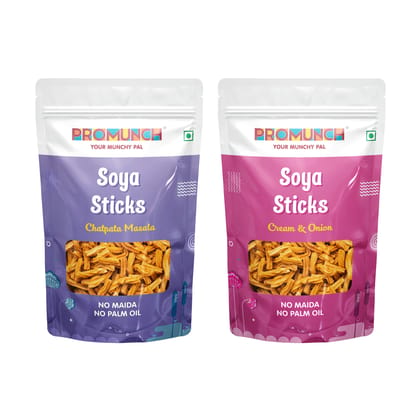 PROMUNCH Combo Pack - Soya Sticks (Chatpata Masala , Cream Onion) - 30g Each