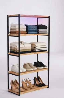 Portable Plywood Five-Shelf Rack for home use shop use store use storage plywood and metal frame with powder cated height 6 feet width 2.5feet