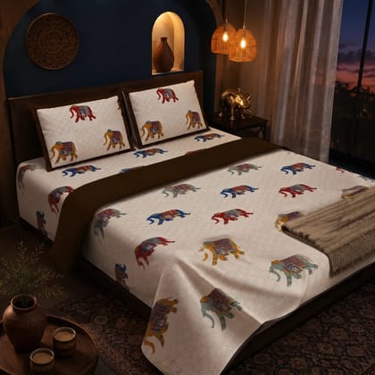 Rangila Gajraj 100% Cotton King-Size Bedsheet with 2 Pillow Covers Rangila Gajraj 100% Cotton King-Size Bedsheet with 2 Pillow Covers