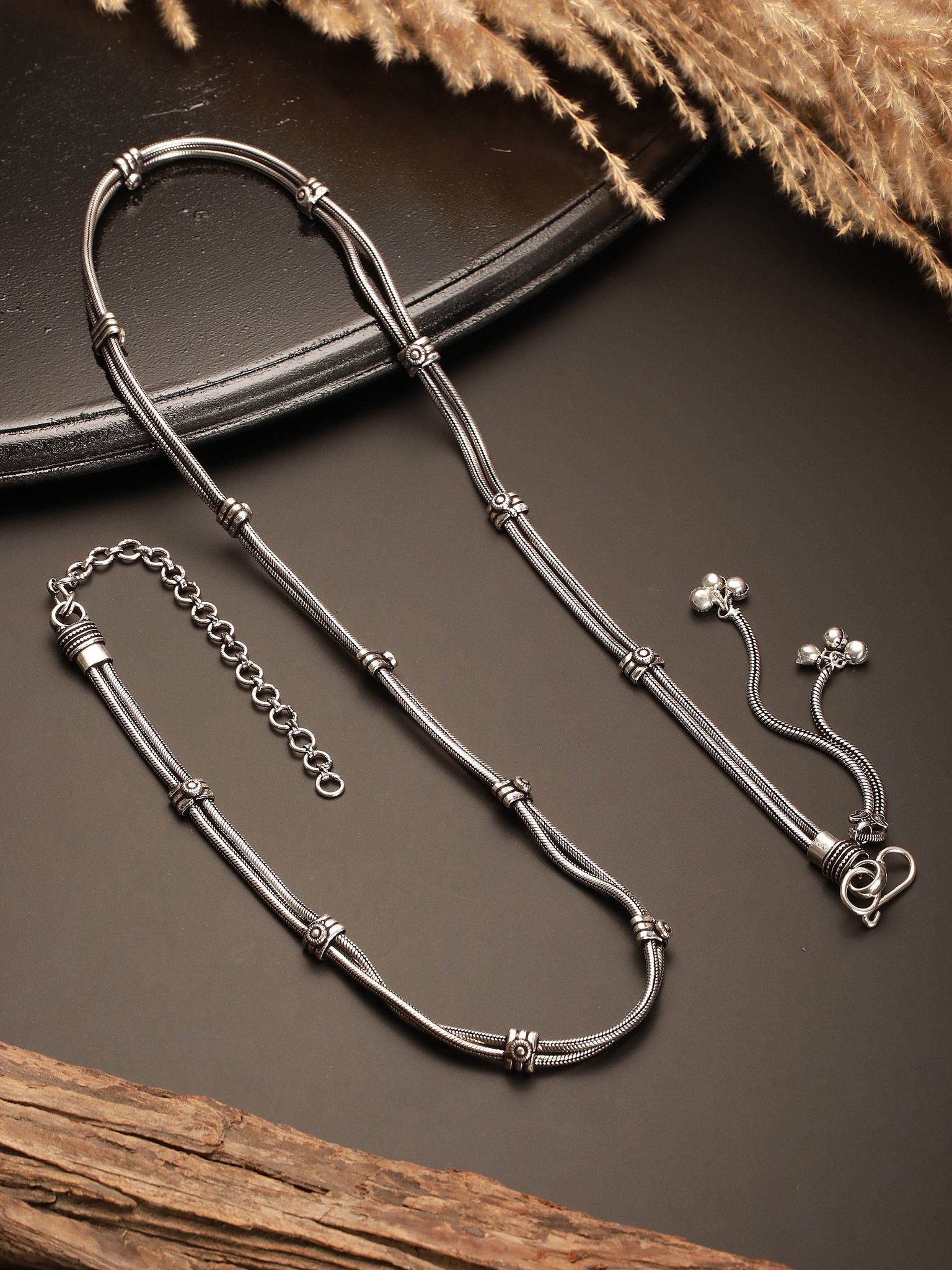 Oxidised Silver Toned   Trendy  Chain Minimal Waistchain Hipbelt Kamarbandh