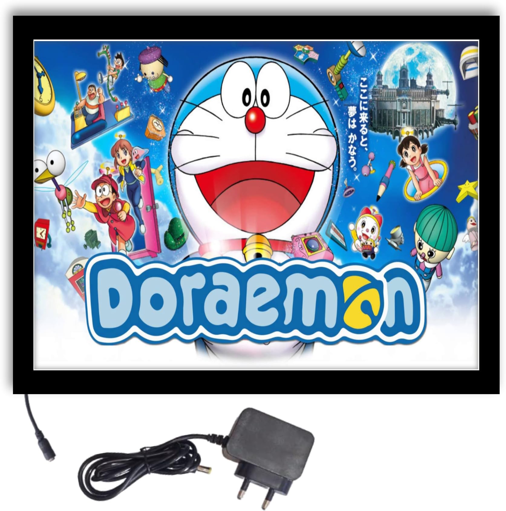 NOKKES Doraemon With Team Light Photo Frame 8X10 inch Led Light photo Frame With Light Adaptor Led Light Photo Frame Black Color Photo Frame_AQW139