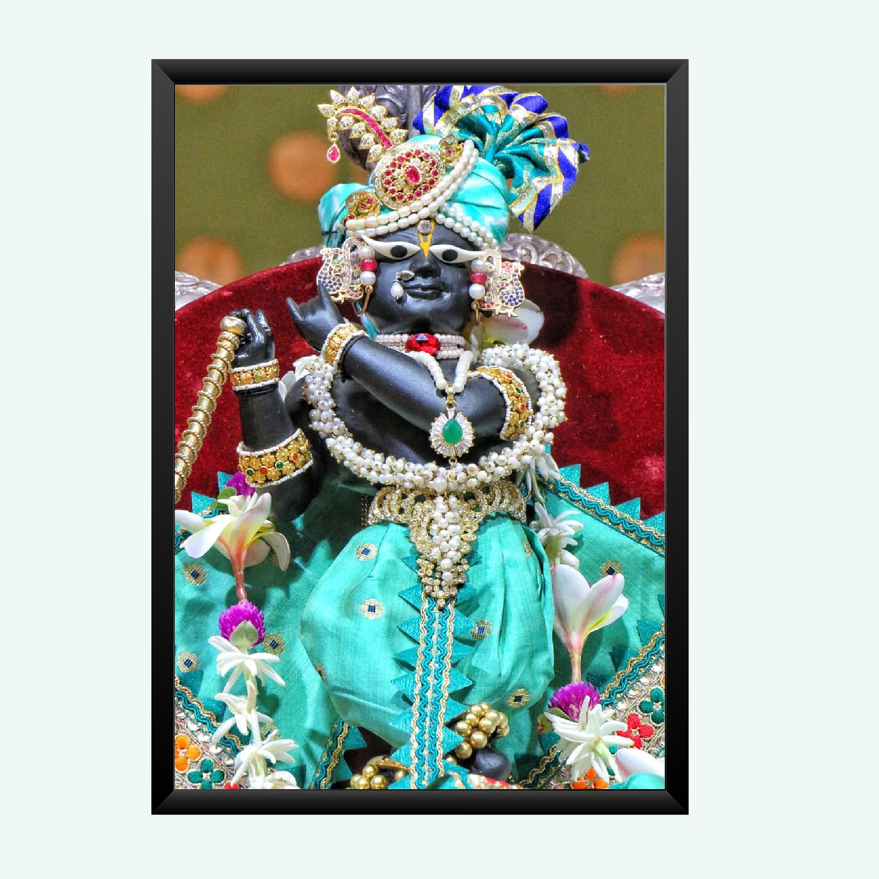 NOKKES Radha Raman ji Vrindavan Radha Raman Thakur Ji Black Photo Frames Religious Photo frame 5X7 Inch Photo Frame_QWW102