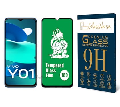 GlassVerse 18D Tempered Glass With Inbuilt Airbag Borders For Vivo Y01 Smartphone (Pack of 1) With Free Installation Kit Full Screen Coverage If Received Damaged-6.51 Inch GlassVerse 18D Tempered Glass With Inbuilt Airbag Borders For Vivo Y01 Smartphone 